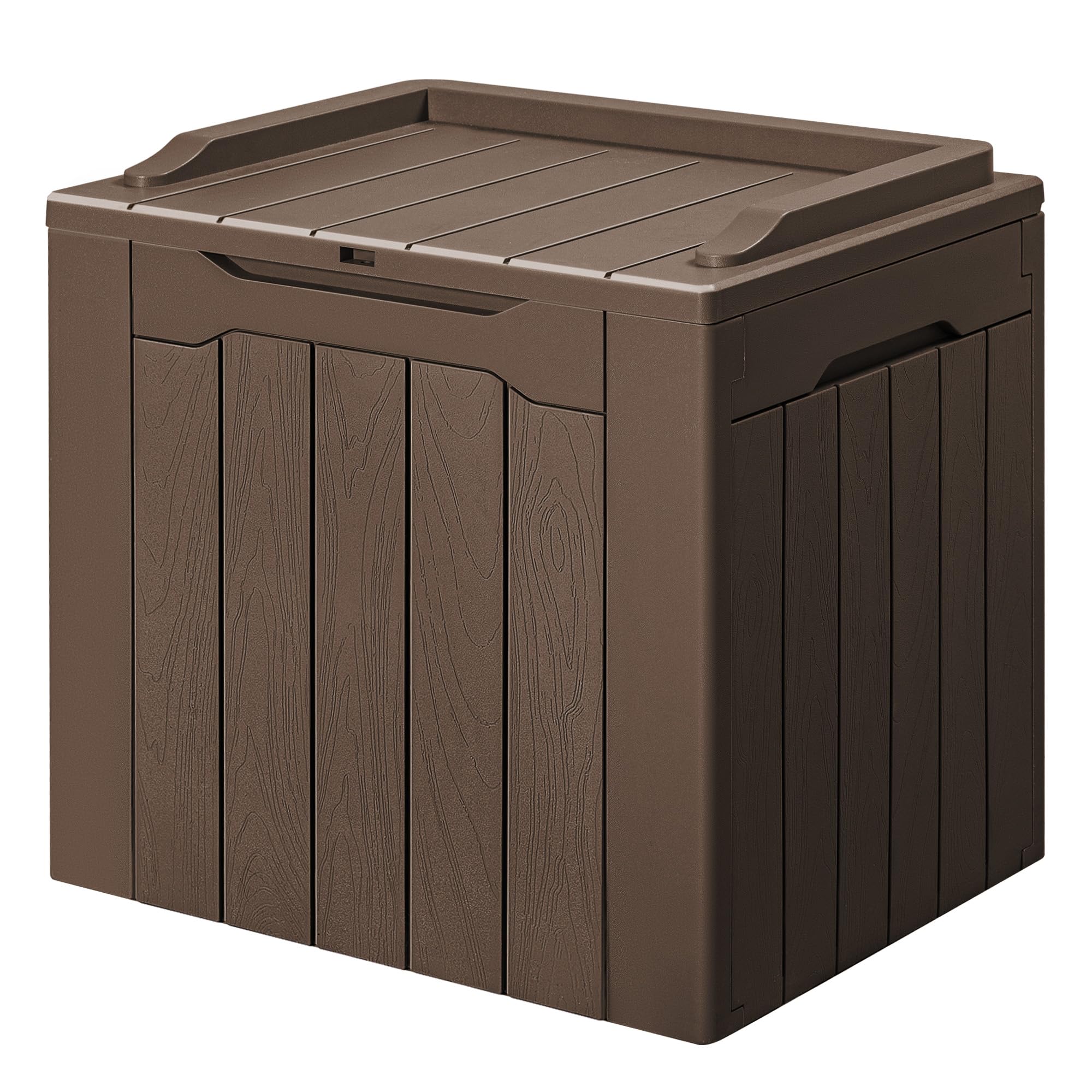 Gunji 30 Gallon Small Deck Box Outdoor Waterproof Resin Storage Box Lockable Storage Container Outside Package Delivery Box (Bro