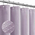 Gibelle Lavender Shower Curtain, Waffle Weave Textured Fabric Shower Curtain For Bathroom - Soft Cloth & Hotel Spa Luxury, Water