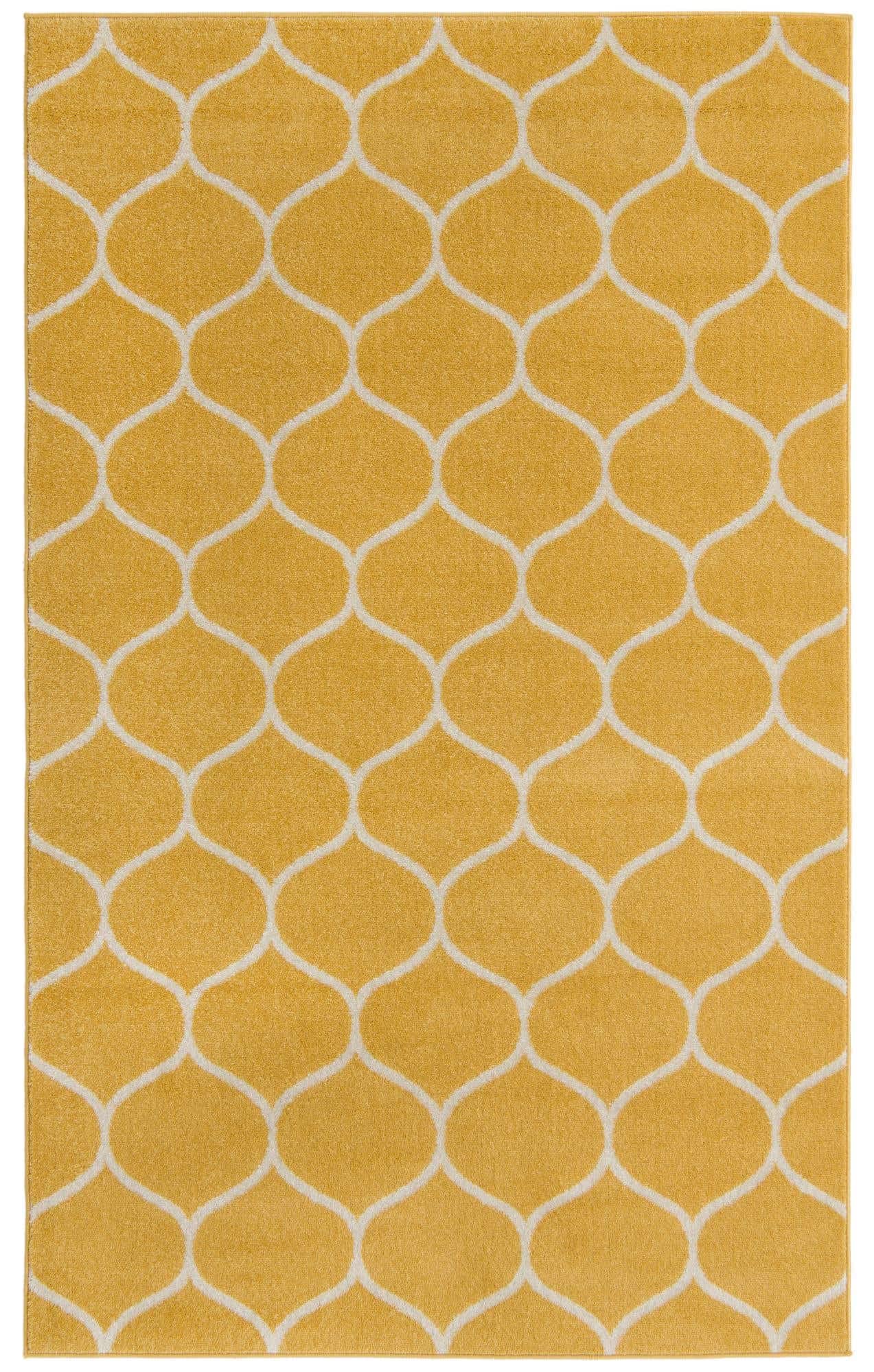 Unique Loom Trellis Frieze Collection Area Rug - Rounded (5' 1'' x 8', Yellow/ Ivory)