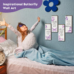 Geelin 4 Pcs Butterfly Wall Decor Butterfly Bathroom Decor Dreams Faith Love Believe Wall Decor Elegant Butterfly Hanging Decor