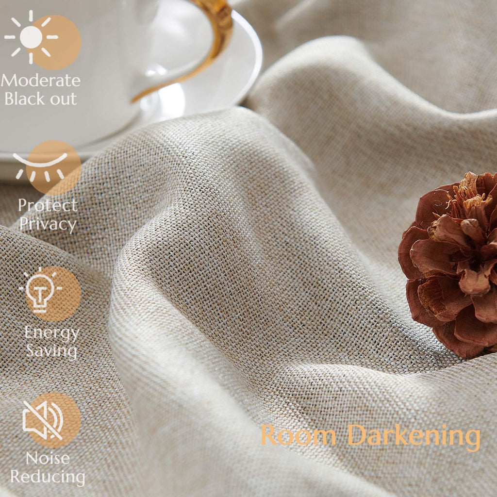 Jinchan Room Darkening Curtain 84 Inch Length Beige Curtain For Bedroom Living Room Curtain 1 Panel Texture Curtain Grommet Top Window Drape 72 Inches Wide By 84 Inches Long