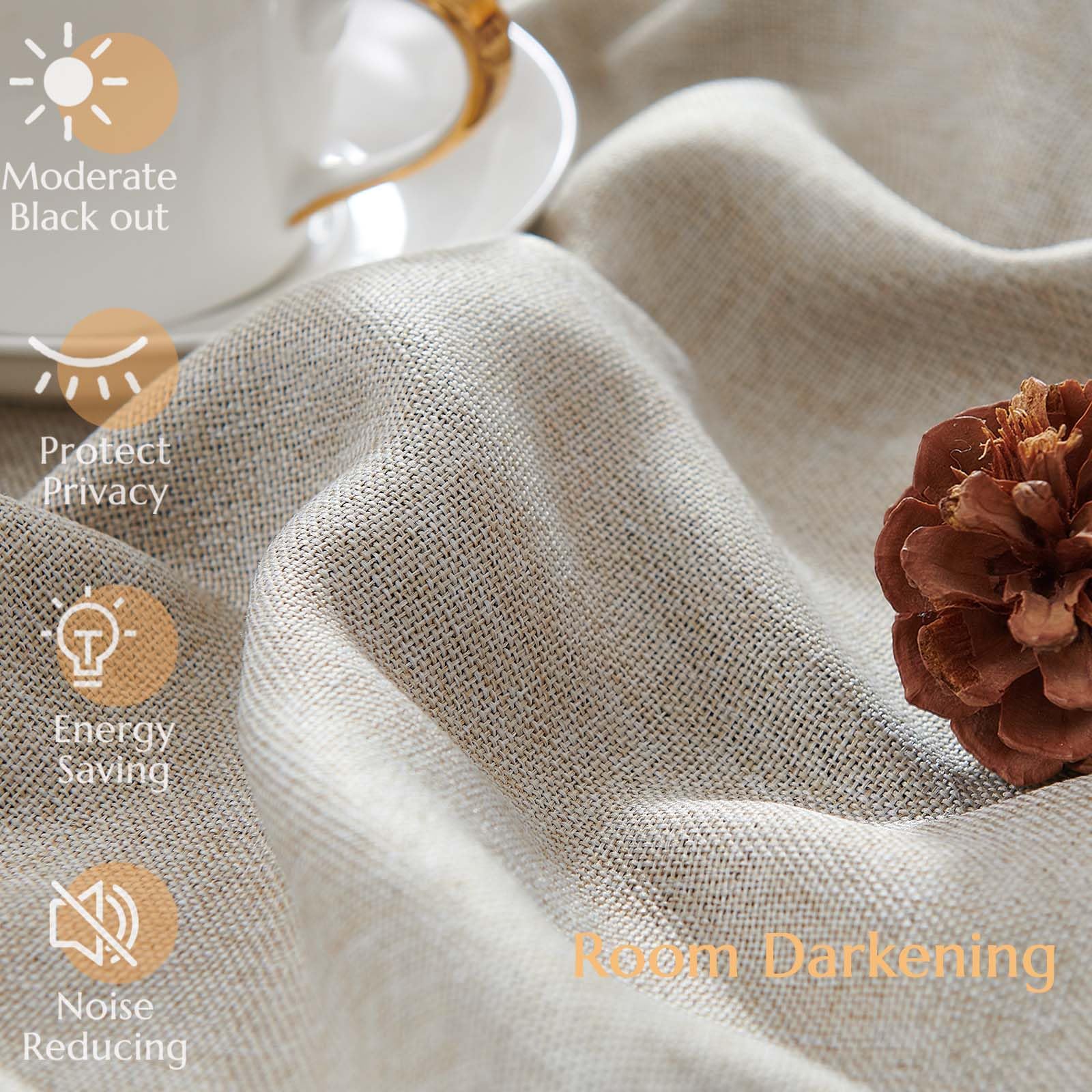 Jinchan Room Darkening Curtain 84 Inch Length Beige Curtain For Bedroom Living Room Curtain 1 Panel Texture Curtain Grommet Top Window Drape 72 Inches Wide By 84 Inches Long