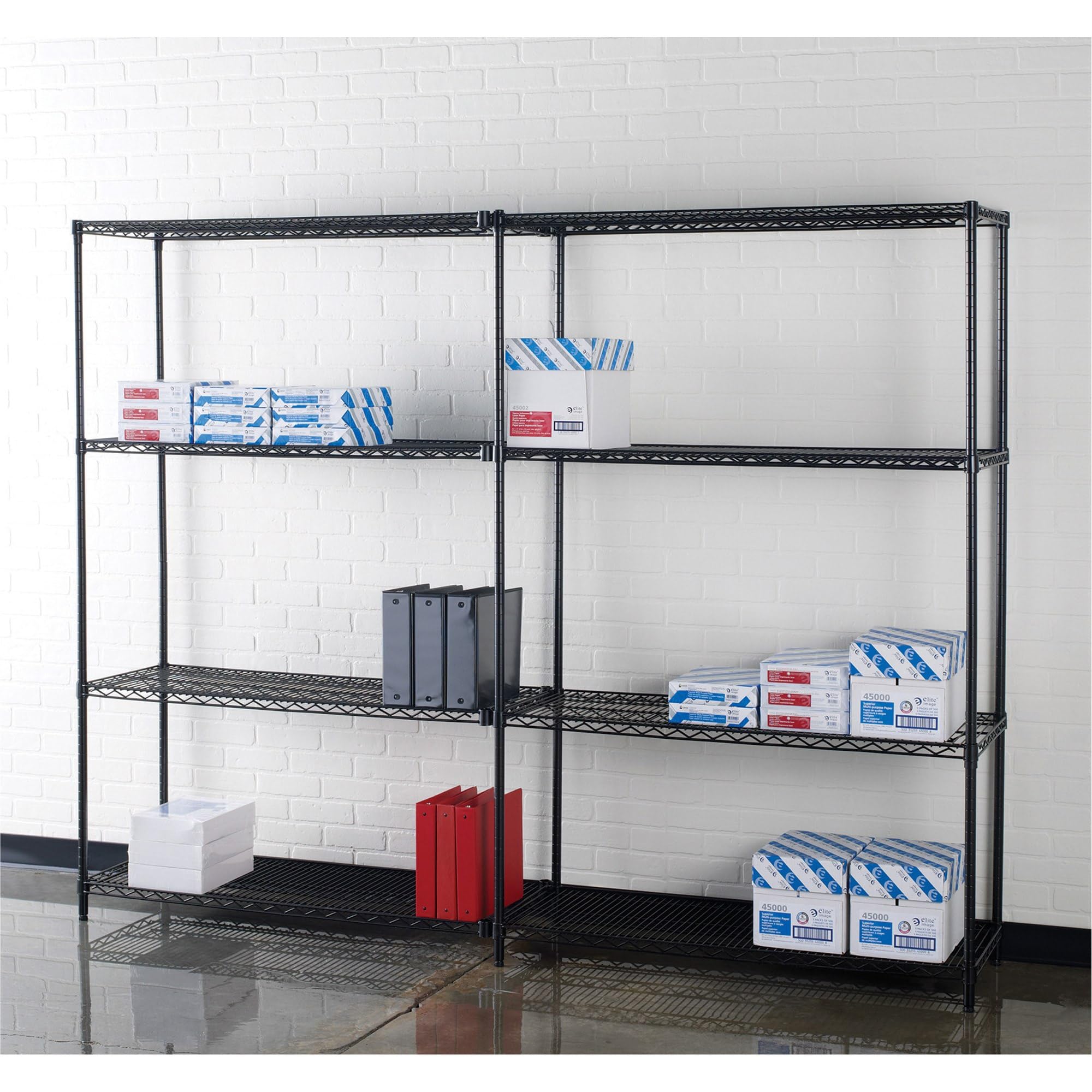 Lorell Llr70061 Starter Shelving Unit With 4 Shelves/4 Posts, 48" X 18" X 72", Black
