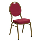 Flash Furniture Hercules Series Teardrop Back Stacking Banquet Chair In Burgundy Patterned Fabric - Gold Frame