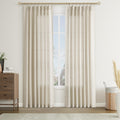 Joywell Linen Pinch Pleated Curtains 100 Inches Long,Back Tab Clip Rings Window Semi Sheer Light Filtering Modern Flax Drapes With Hooks For Bedroom Living Room,W50 X L100,Linen,2 Panels Set