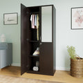 Nilkamal Willy Neo 2 Door Wooden Wardrobe With Mirror For Bedroom | Almirah With 1 Hanging Rod, 3 Shelves | Clothes Cupboard | E
