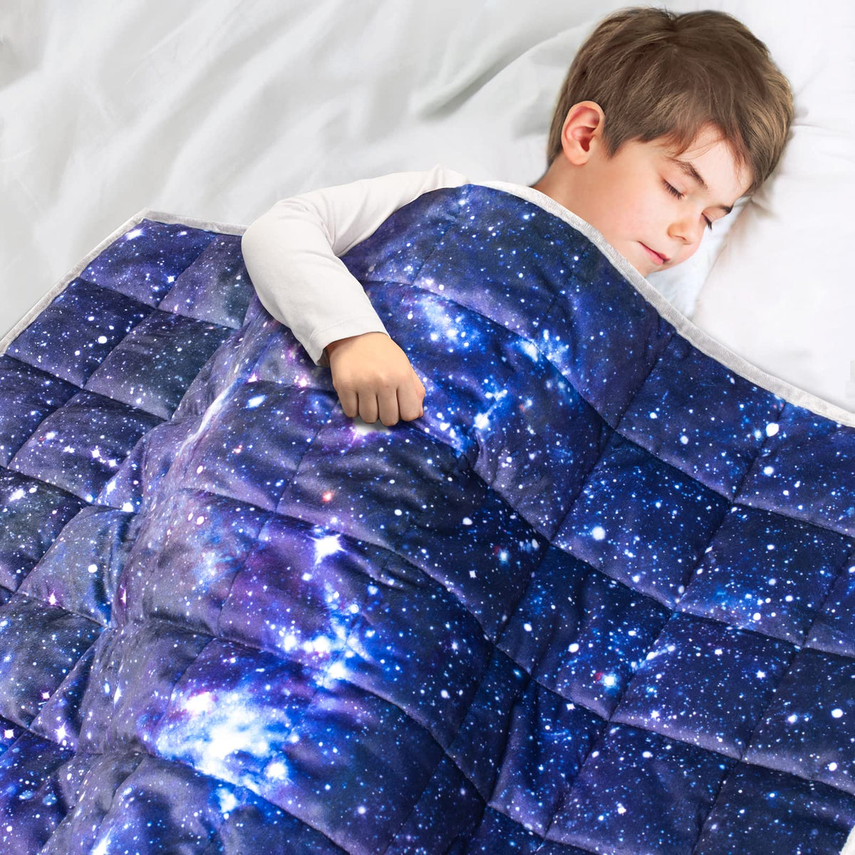 Solfres 7Lbs Weighted Blanket, 41 X 60 Inches, Printing Heavy Blanket 7 Pounds For Children And Teens Ultra Soft And Cozy, Stars