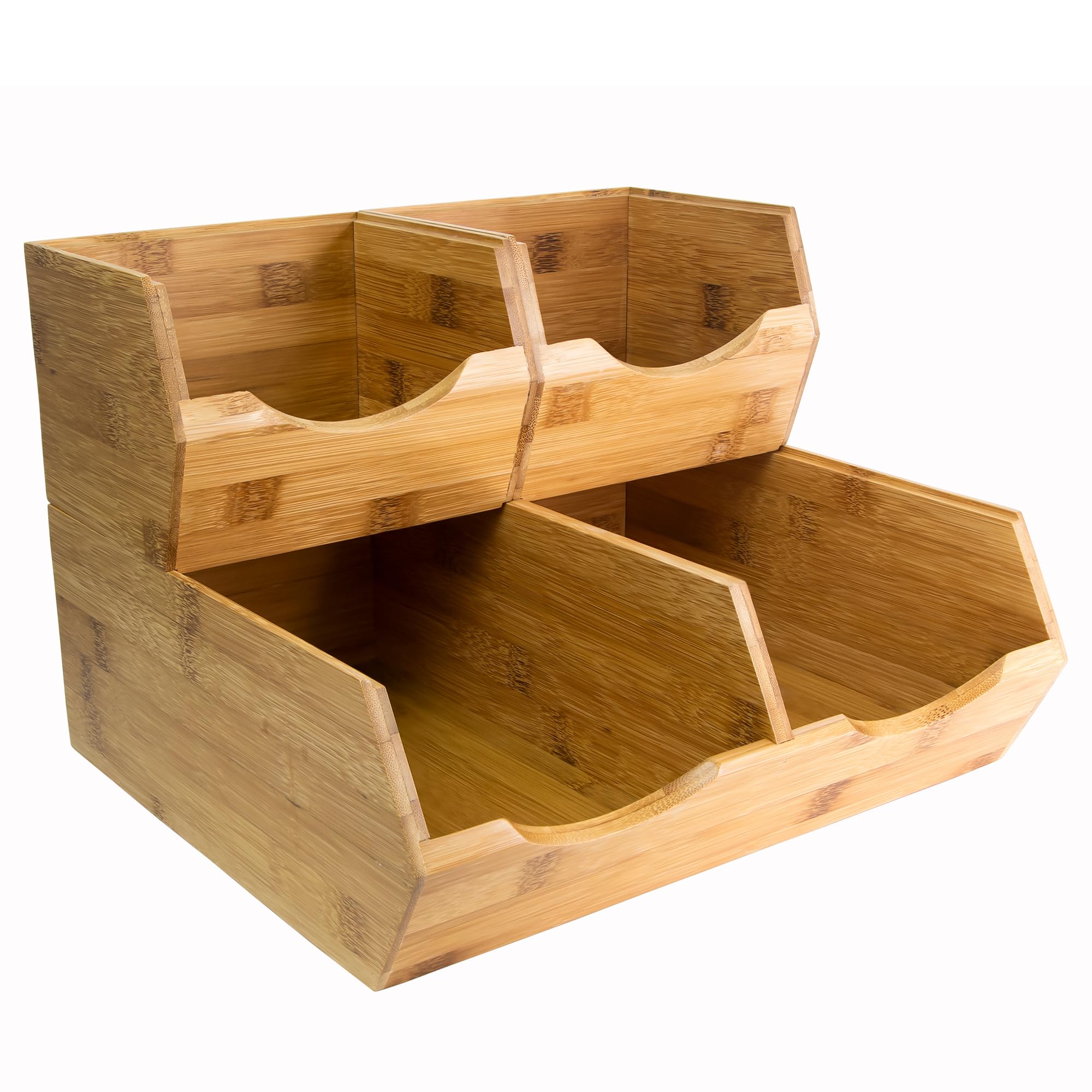 HOMESTEAD Bamboo Pantry Storage Bins  Stackable Baskets, Potato and Onion Storage for Pantry Organization, Set 3 Pieces