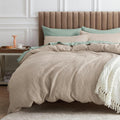 Bedsure Waffle Comforter Set Full, Khaki Soft Cotton Bedding Set For All Seasons, Waffle Weave Bed Set, 3 Pieces, 1 Comforter (8