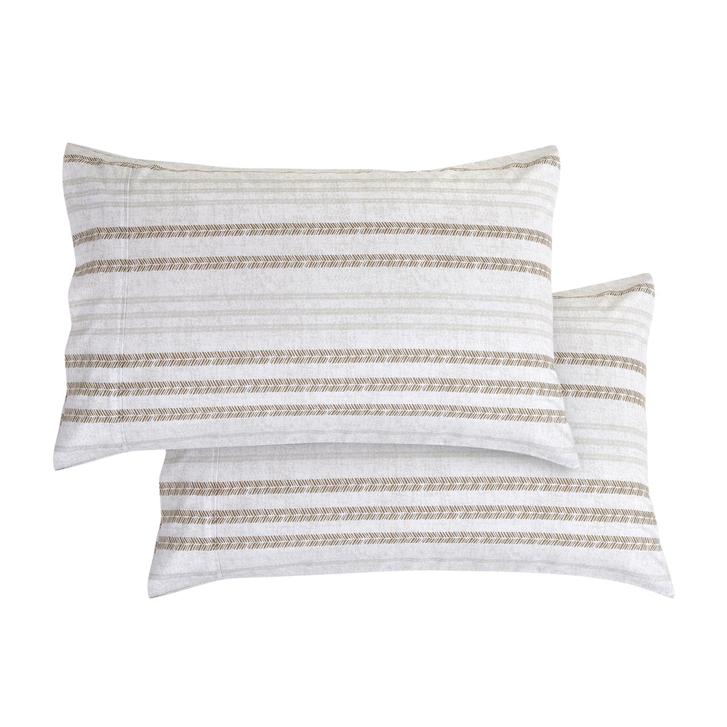 Elegant Comfort Ultra Soft Set Of 2 Striped Print Pillowcases - 1500 Premium Hotel Quality Microfiber, Soft And Smooth Envelope Closure 2-Piece Pillow Covers - Standard/Queen, Traci Linen