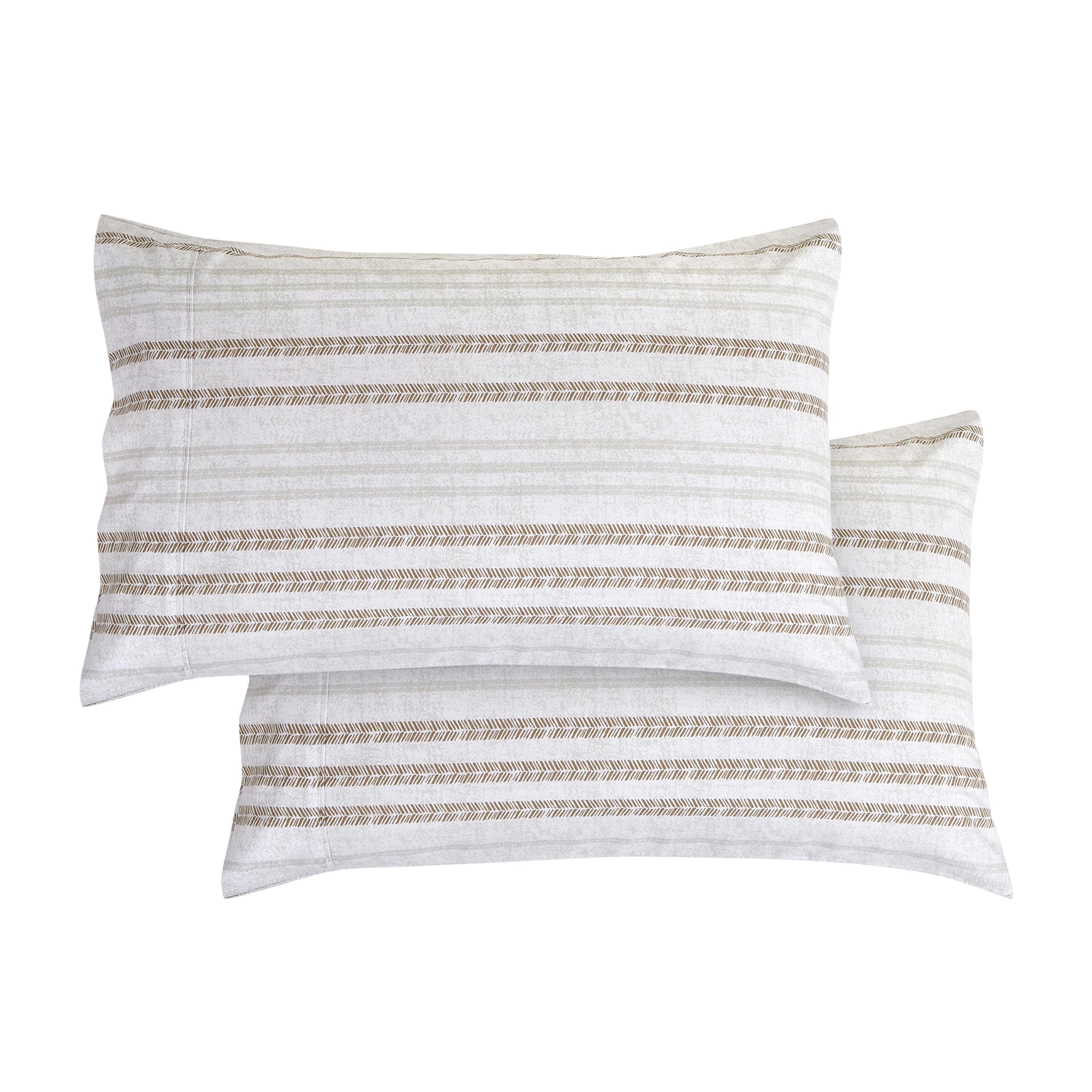 Elegant Comfort Ultra Soft Set Of 2 Striped Print Pillowcases - 1500 Premium Hotel Quality Microfiber, Soft And Smooth Envelope Closure 2-Piece Pillow Covers - Standard/Queen, Traci Linen