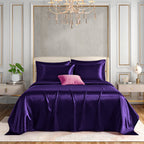 Horbaunal 6 Piece Satin Sheet Set King Size Luxury Silky & Soft Purple Satin King Bed Sheet Set With 16'' Deep Pocket, 1 Fitted
