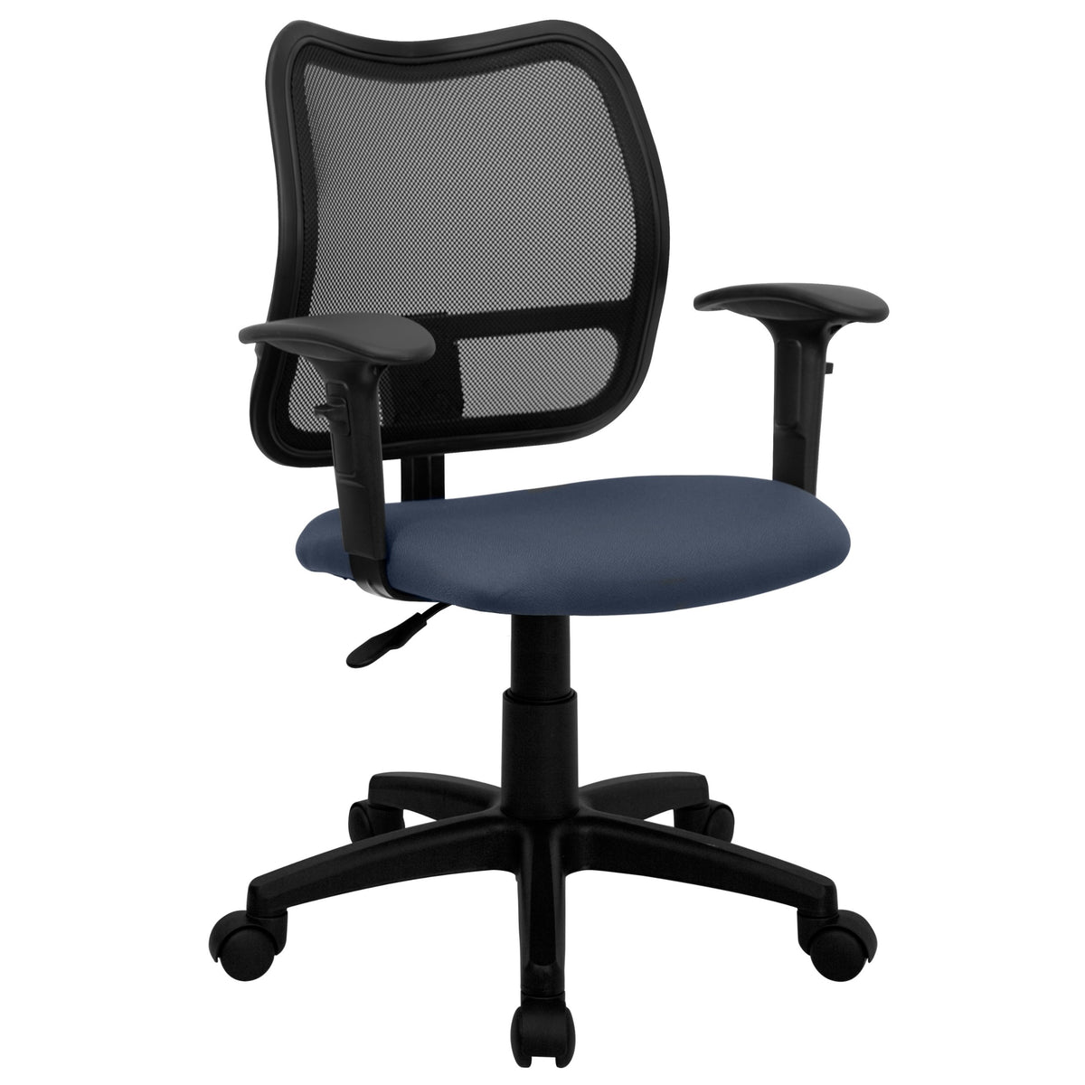 Flash Furniture Alber Mid-Back Navy Blue Mesh Swivel Task Office Chair with Adjustable Arms