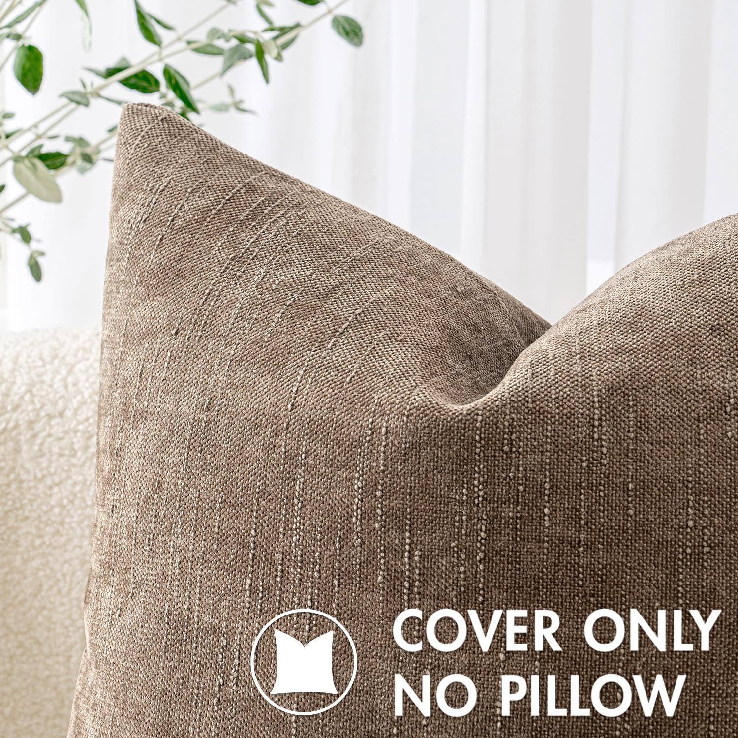 Miulee Pack Of 2 Decorative Throw Pillow Covers Soft Chenille Throw Pillows Solid Textured Euro Cushion Covers For Couch Sofa Bedroom Living Room 24X24 Inch, Taupe Grey