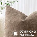 Miulee Pack Of 2 Decorative Throw Pillow Covers Soft Chenille Throw Pillows Solid Textured Euro Cushion Covers For Couch Sofa Bedroom Living Room 24X24 Inch, Taupe Grey
