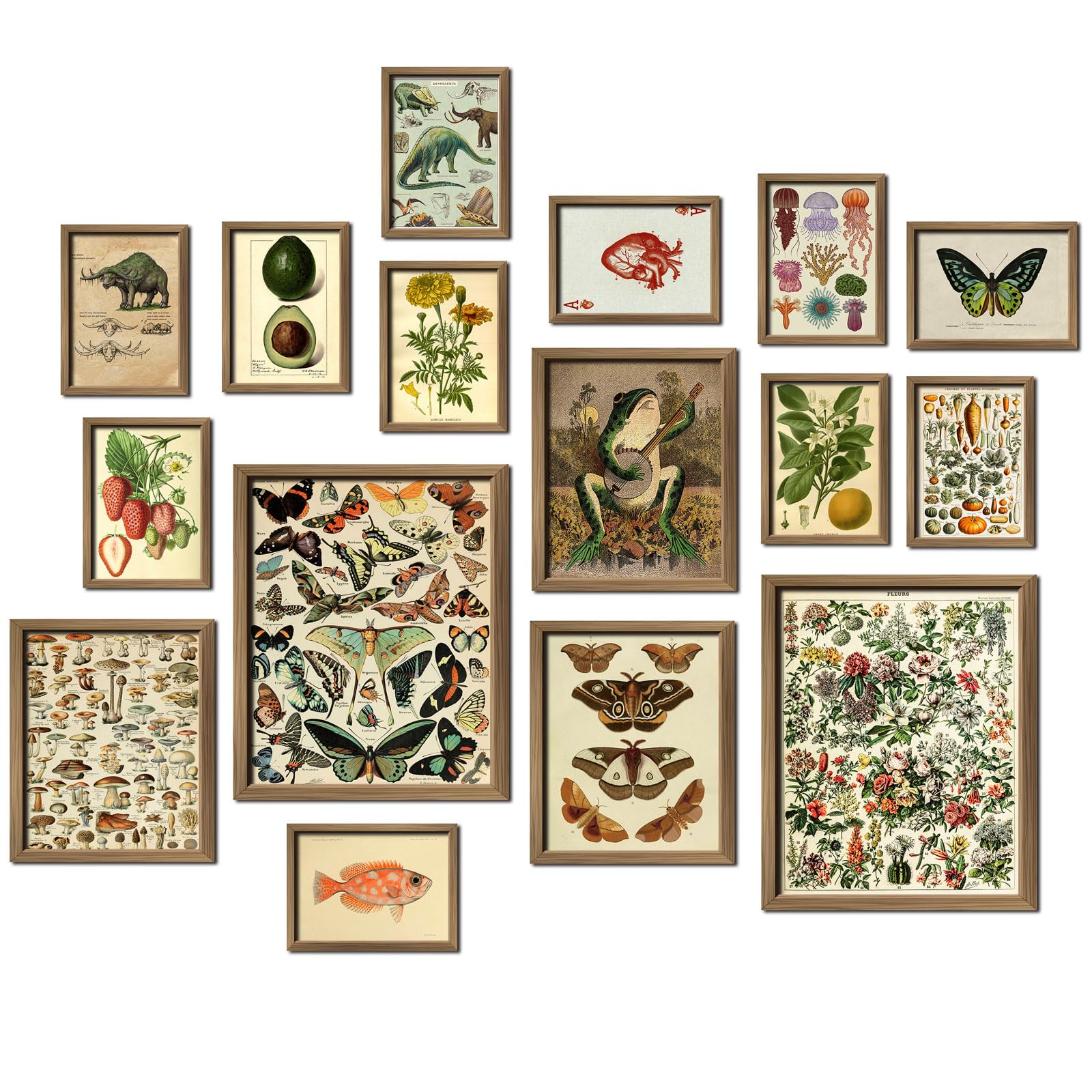 ANERZA 16 PCS Vintage Wall Art Decor, Cottagecore Wall Collage Kit for Bedroom, Farmhouse Posters for Room Aesthetic, Wall Print
