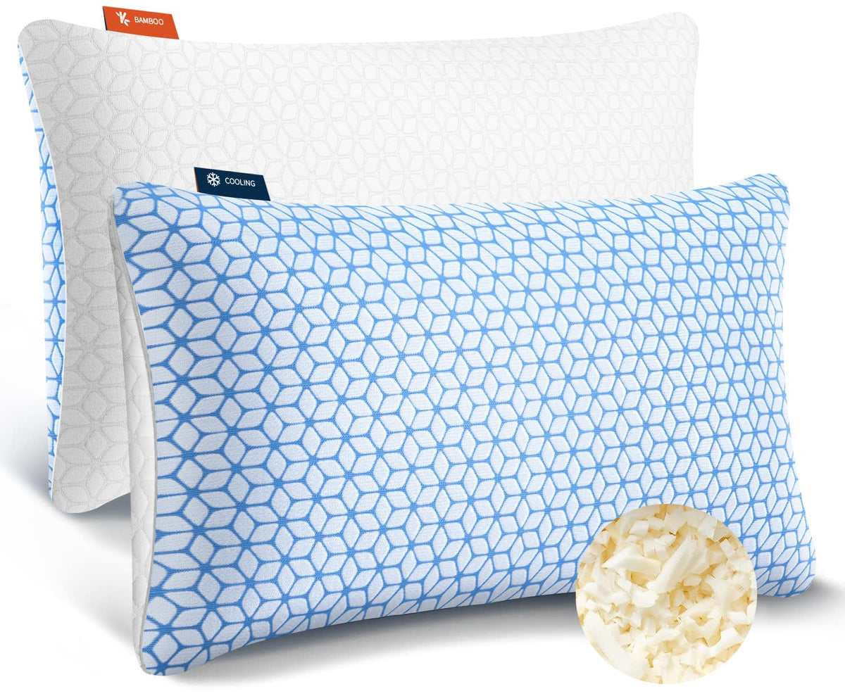 Love Attitude Shredded Memory Foam Pillows Queen Size Set Of 2, Cooling Firm Pillows Queen Size 2 Pack For Bed, Adjustable For S