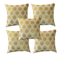 Pink Parrot Jacquard Dopian Light Beige With Gold Motiv Cushion Cover 16X16 InchSet 5 Pcs
