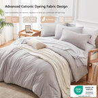 Unilibra King Comforter Set 7 Pieces Bed In A Bag - Grey King Soft Bedding Set For All Seasons - Cationic Dyeing Bed Comforter Sets With Comforter, Flat Sheet, Fitted Sheet, Pillowcases & Shams