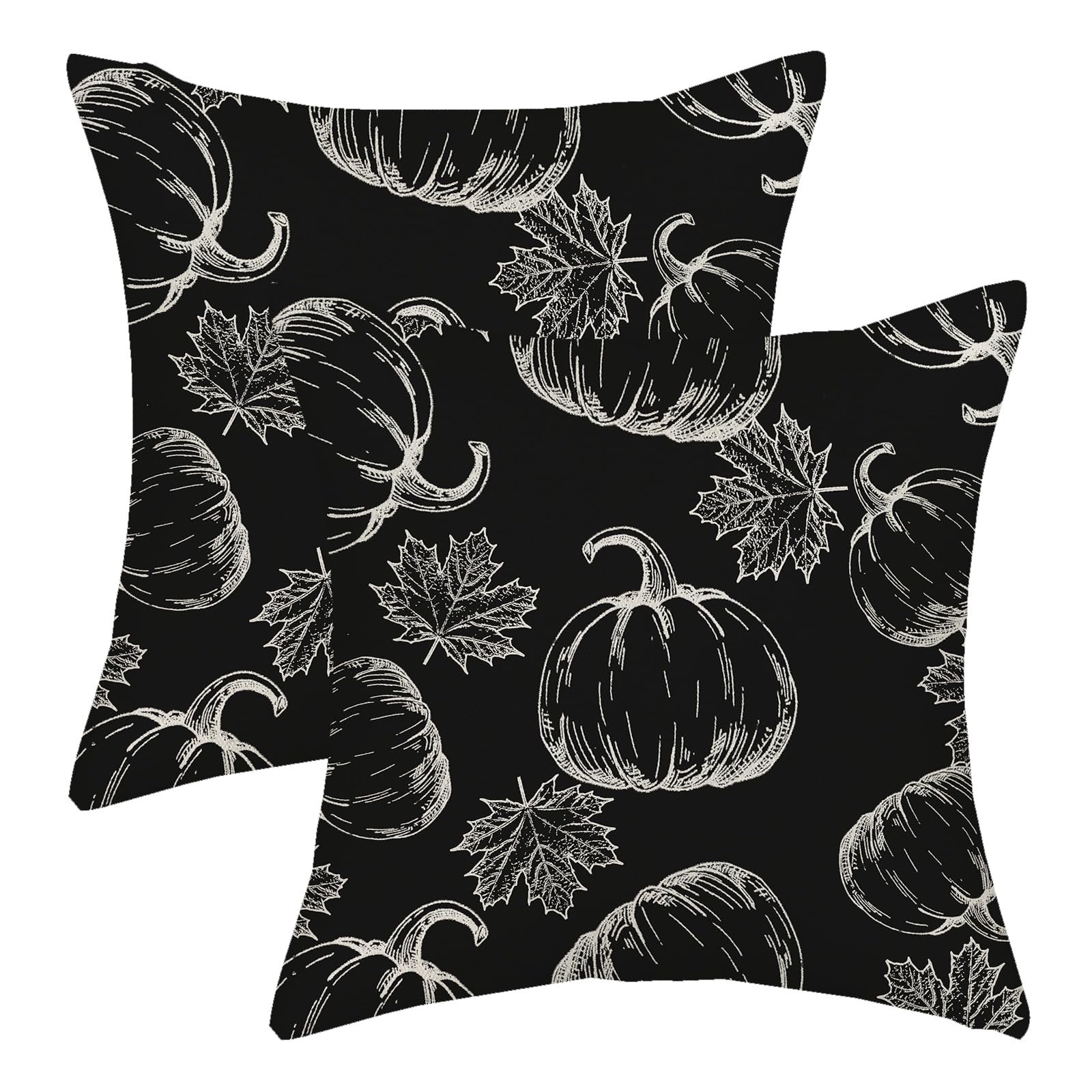 Fall Pillow Covers 20X20 Black Cream Pumpkin Decor Throw Pillows Case For Couch Maple Leaves Autumn Harvest Thanksgiving Farmhou