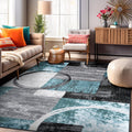 Rugshop Contemporary Abstract Circle Design Soft Area Rug 7'10'' x 10'2'' Gray