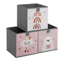 Navaris Kids Storage Cubes Set Of 3 - Kids Cube Fabric Organizer Storage Bins - Foldable Cloth Cube For Childrens Bedroom Baby Nursery - Book Toy Bin Cubby Storage - Pink/White