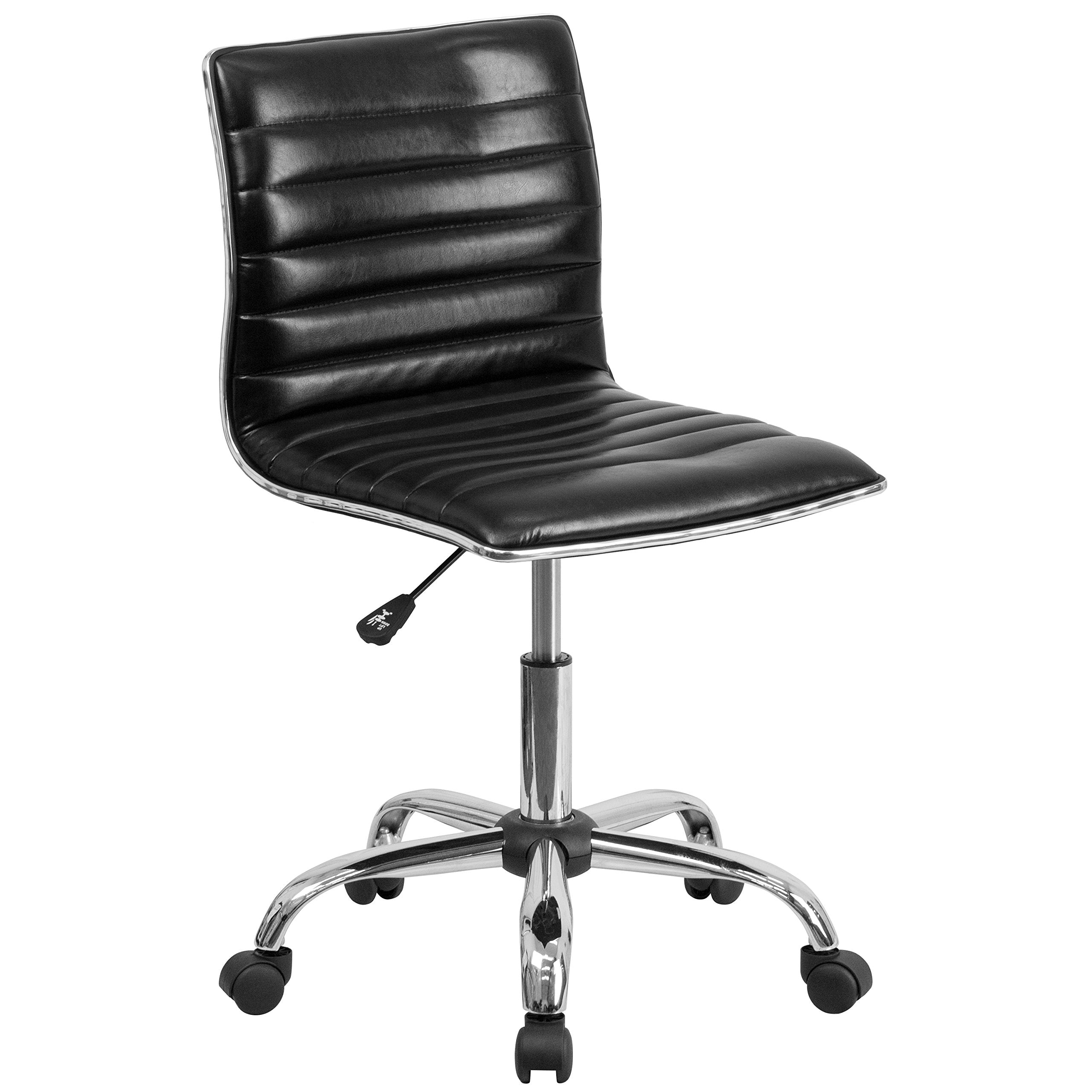Flash Furniture Alan Low Back Designer Armless Black Ribbed Swivel Task Office Chair