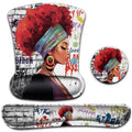 Ergonomic Mouse Pad Wrist Support Gel And Keyboard Wrist Rest Set African Graffiti Girls With Red Hair Design For Laptop Gaming