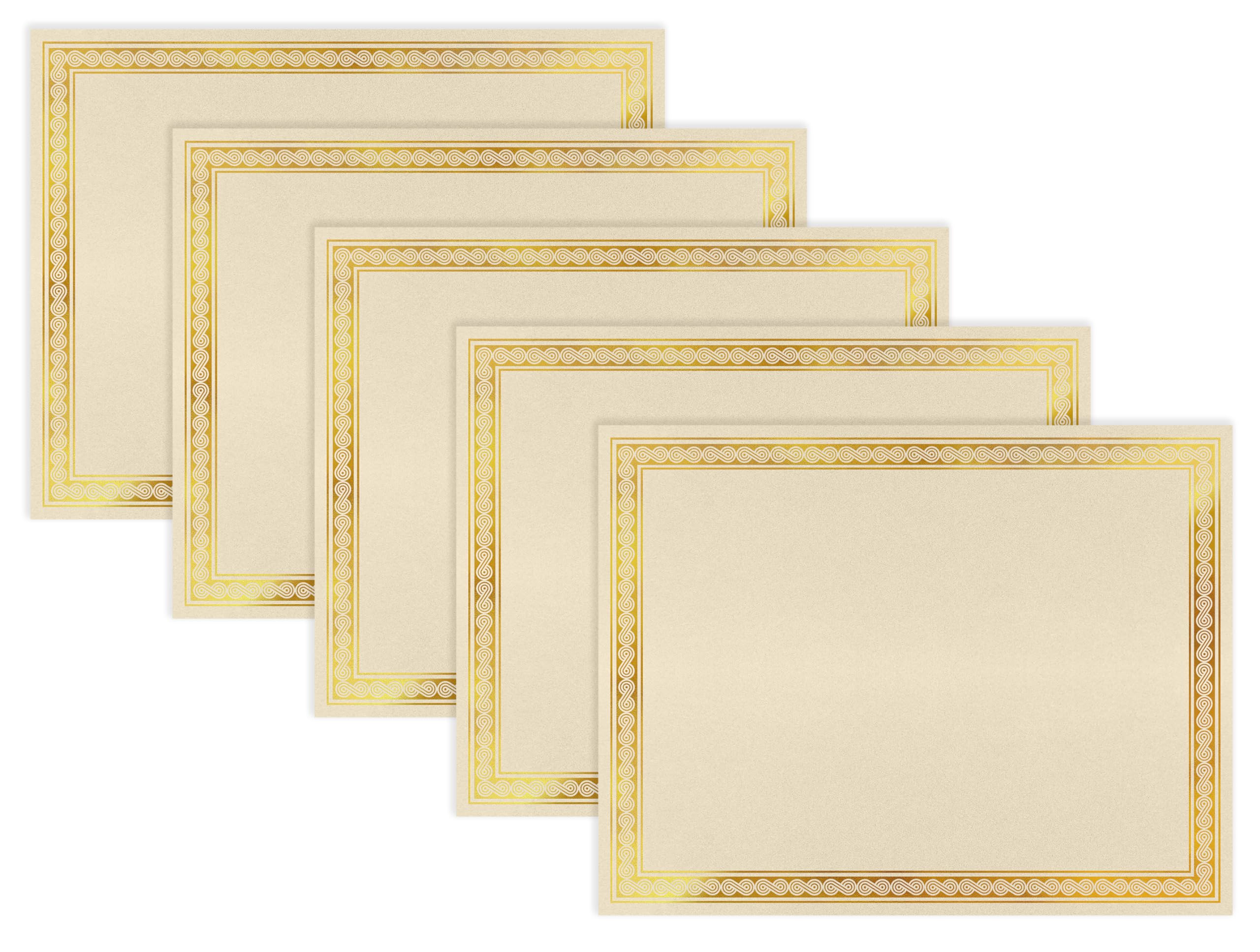 Better Office Products 50 Sheet Award Certificate Paper, Gold Foil Metallic Border, Ivory Letter Size Blank Paper, Diploma Certi