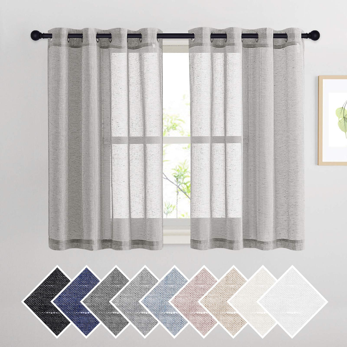 Nicetown Flax Sheer Linen Curtains Privacy Protection For Bedroom, Retro Style Semitransparent Textured Sheer Curtain Drapes Lig