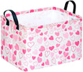 MAIZMZ Girls Gift Basket Heart Print Storage Cube for Women, Closet Shelf Organizer Bins Empty Gift Basket with Handles Nursery 