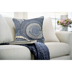 Liora Manne Marina Indoor/Outdoor Power Loomed Easy Care Pillows, 18 X 18-Inch, Circles Delft