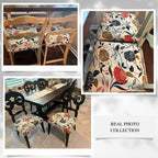 Searchi Stretch Dining Chair Seat Covers Set Of 8, Soft Removable Washable Seat Covers For Dining Chairs, Dining Room Seat Cover Slipcover Protector (Rear-Covered, Orange Flower)