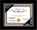 Creative Picture Frames 10x12 Classic Black Diploma Frame with Black Mat Glass Easel and Installed Wall Hangers | Frame Holds 11