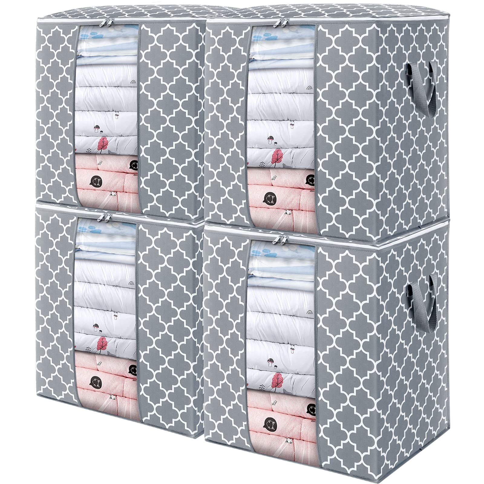 WISELIFE Storage Bags [4 Pack/100L] Large Blanket Clothes Organization and Storage Containers for Comforters,Bedding, Foldable O