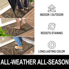 Colorxy Waterproof Doormat, Sturdy Natural Rubber Front Indoor/Outdoor Mat, Non-Slip Low Profile, Stain And Fade Resistant, Easy Clean Patio Entrance Mat, 30''X17'', Brown
