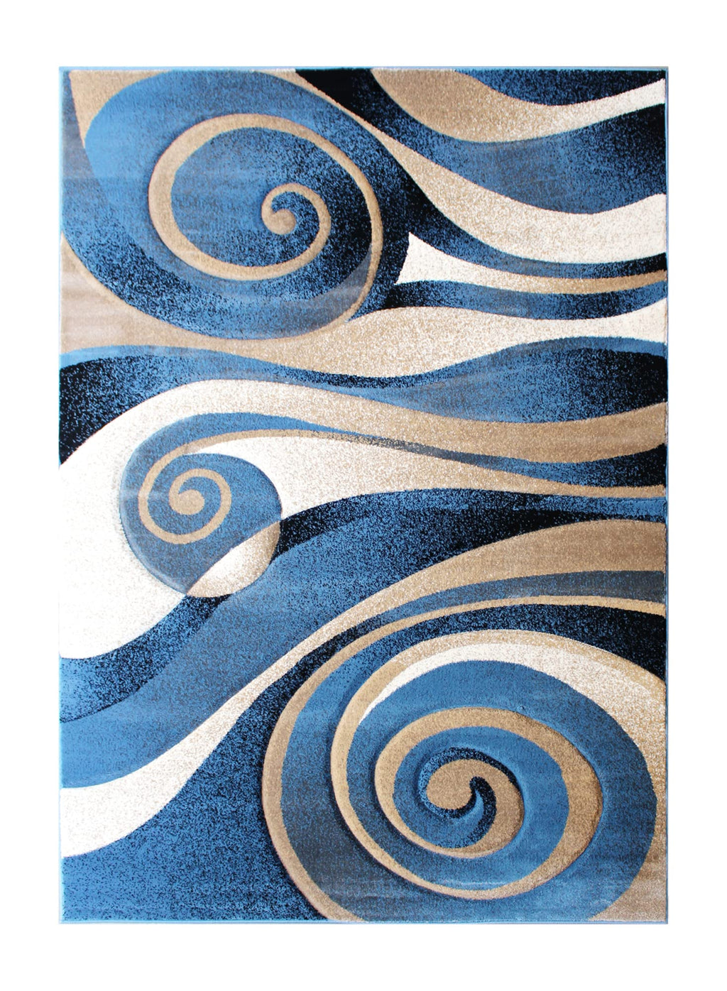Flash Furniture Coterie Collection Modern Circular Patterned Indoor Area Rug - Blue And Beige Olefin Fibers With Jute Backing - 5' X 7'
