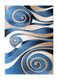 Flash Furniture Coterie Collection Modern Circular Patterned Indoor Area Rug - Blue And Beige Olefin Fibers With Jute Backing - 5' X 7'
