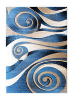 Flash Furniture Coterie Collection Modern Circular Patterned Indoor Area Rug - Blue And Beige Olefin Fibers With Jute Backing - 5' X 7'