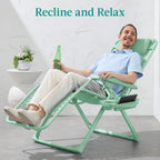 Best Choice Products Adjustable Zero Gravity Chair, Monochromatic Color Folding Patio Recliner W/Side Tray, Headrest - Mint