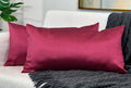 Aiking Home 12X24 Inches Faux Silk Rectangular Throw Pillow Cover, Zipper Closure, Burgundy (Set Of 2)