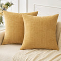 Miulee Pack Of 2 Fall Couch Throw Pillow Covers 20X20 Inch Soft Gold Chenille Pillow Covers For Sofa Living Room Solid Dyed Pill