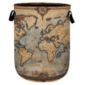 Antique World Map Laundry Basket, Laundry Hamper Collapsible Oxford Cloth with Handle Clothes Storage Bin for Bathroom Laundry R