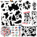 Bokon Cow Print Stuff for Girls, Cow Themed Set Include 50 x 60 Warm Plush Cute Blankets 20 oz Cow Tumbler Socks Cosmetic Bag Li