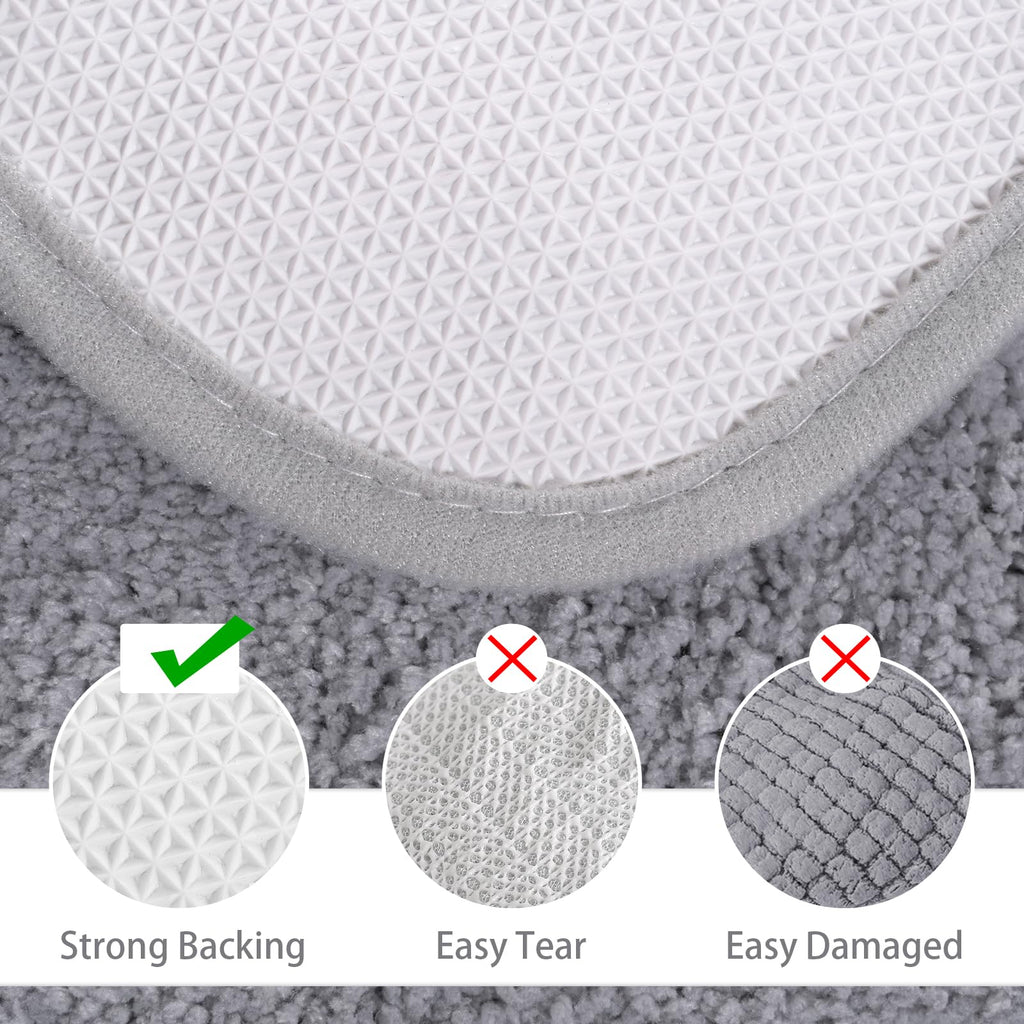 Lochas Bathroom Rug Set Light Grey, Soft Bath Rug Set 2 Piece Set, Toilet Mat U-Shaped 20X20 And 34X20 Bathroom Rugs, Quickly Dr