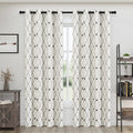 Joywell Cream Linen Textured Curtains 84 inches Long for Living Room Embroidered Farmhouse Window Curtain Grommet Drapes 2 Panel