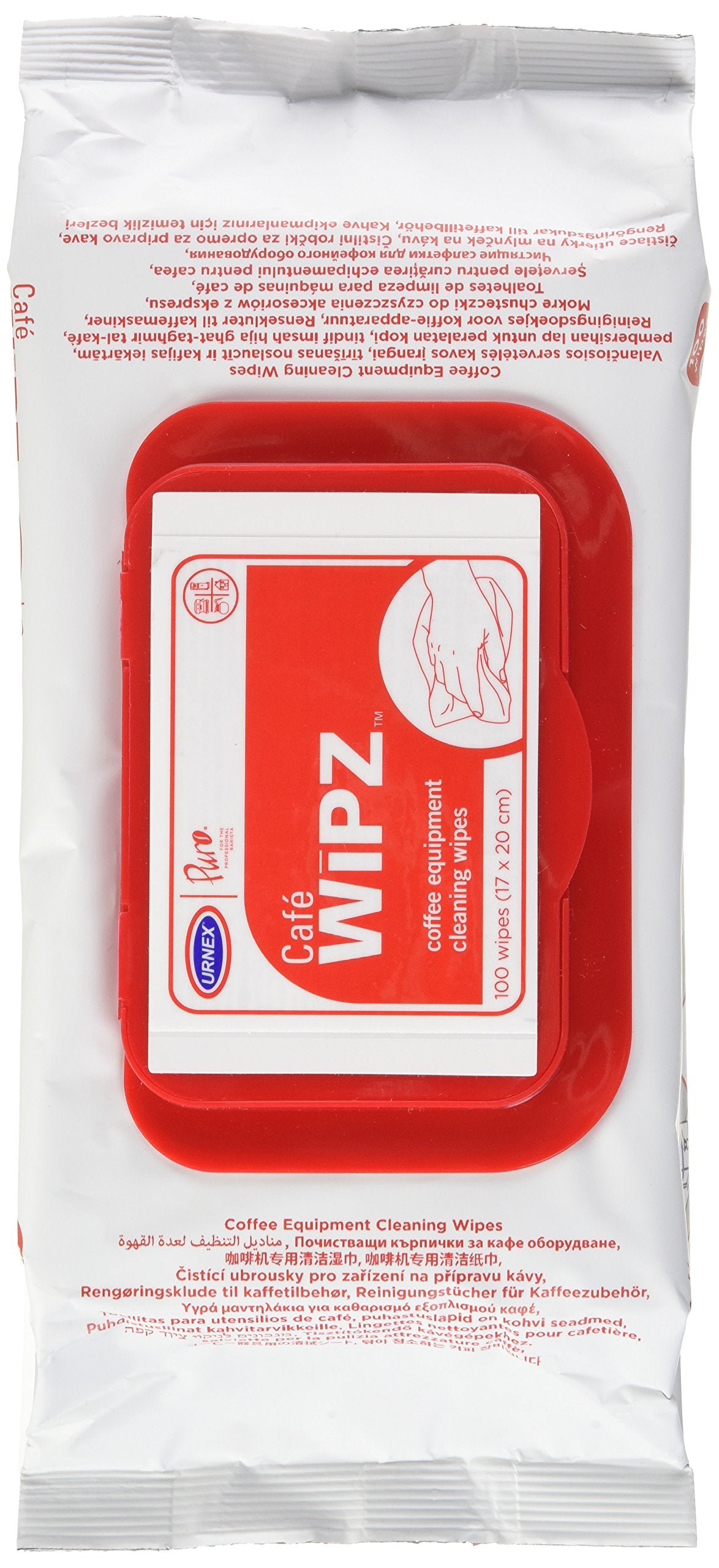 Urnex Caf   Wipz - 100 Count Bag - Professional Coffee Equipment Cleaning Wipes Fragrance Free Wipes Formulated with Cationic De