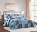 Chezmoi Collection Bram 3-Piece Patchwork Quilt Set King - Pre-Washed Cotton Solid Plaid Multi Striped Coverlet - Lightweight Re