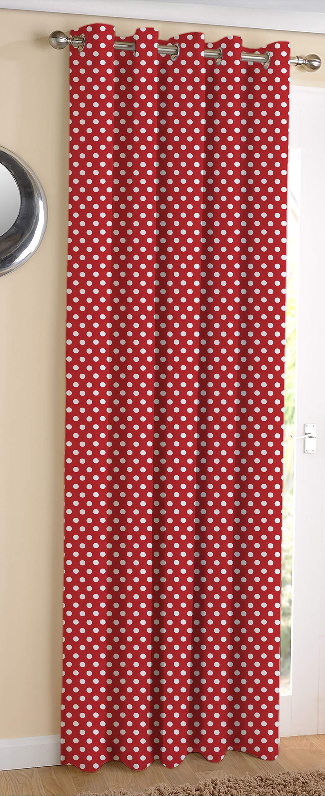 AIRWILL  Cotton Blackout and Room Darkening 9ft Long Door Curtains Pack of 1 pc. (Printed  Red)