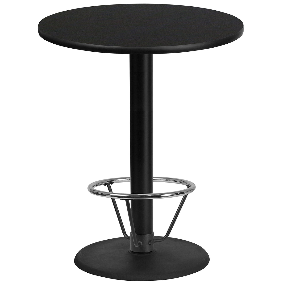 Flash Furniture Stiles 36'' Round Black Laminate Table Top with 24'' Round Bar Height Table Base and Foot Ring